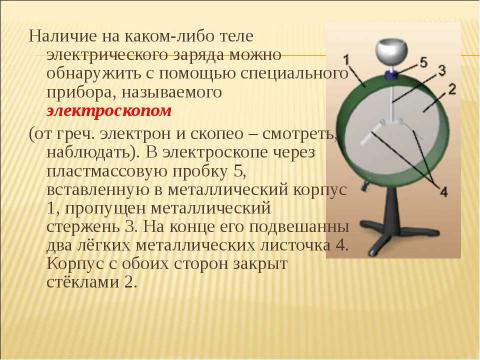 Презентация на тему "Электроскоп. Делимость электрического заряда" по физике