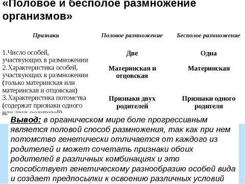 Презентация на тему "Половое и бесполое размножение организмов" по биологии