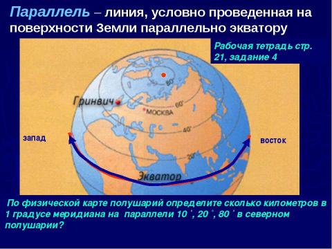 Презентация на тему "Градусная сеть на глобусе и географической карте" по географии