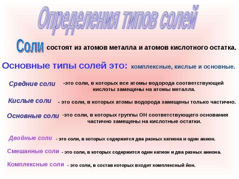 Презентация на тему "Соли" по химии