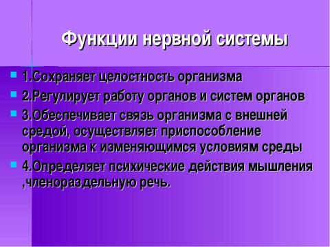 Презентация на тему "Строение и функции нервной системы" по биологии