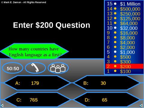 Презентация на тему "Кто хочет стать миллионером?" по английскому языку