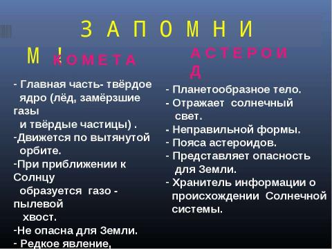 Презентация на тему "Астероиды и кометы" по астрономии