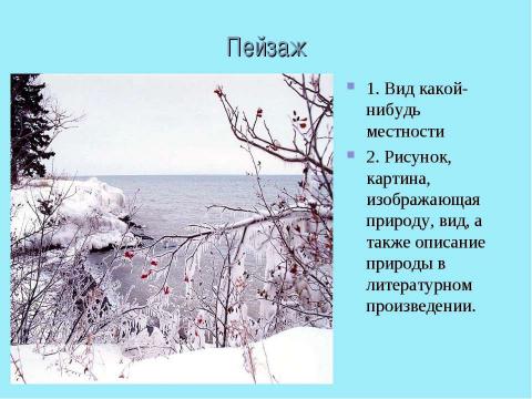 Презентация на тему "Подготовка к сочинению – описанию природы «Зимний пейзаж»" по литературе