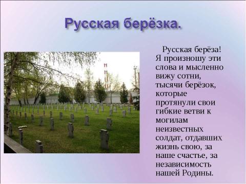 Презентация на тему "Берёза в судьбе русского человека" по начальной школе