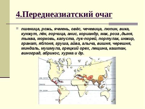 Презентация на тему "Центры происхождения культурных растений" по биологии