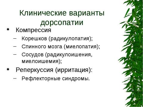 Презентация на тему "Вертеброгенные дорсопатии. Туннельные синдромы" по медицине