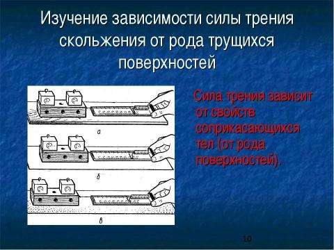 Презентация на тему "Сила трения. Трение в природе и технике" по физике