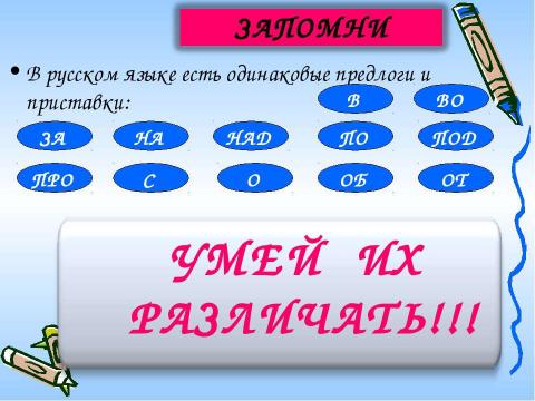 Презентация на тему "Правописание приставок и предлогов" по русскому языку