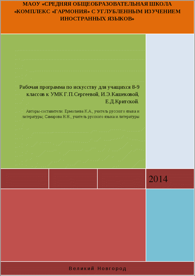 Рабочая программа по искусству для учащихся 8-9 классов к УМК Г.П.Сергеевой, И.Э.Кашековой, Е.Д.Критской