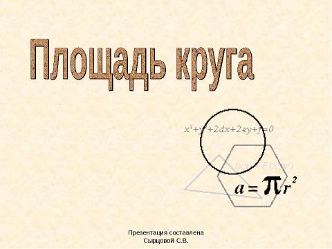 Презентация на тему "Площадь круга" по геометрии