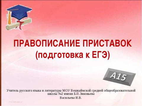 Презентация на тему "Правописание приставок (подготовка к ЕГЭ)" по русскому языку