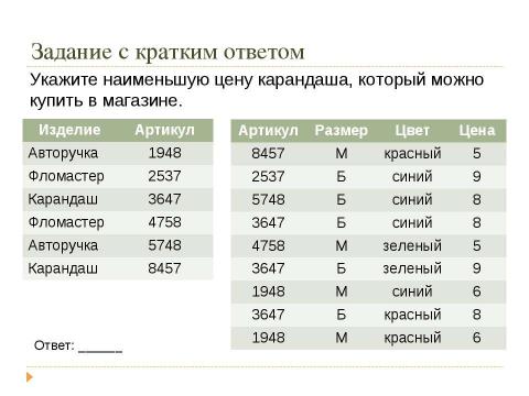 Презентация на тему "Решение заданий ЕГЭ то теме «Базы данных»" по информатике