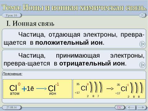 Презентация на тему "Ионы и ионная химическая связь" по химии