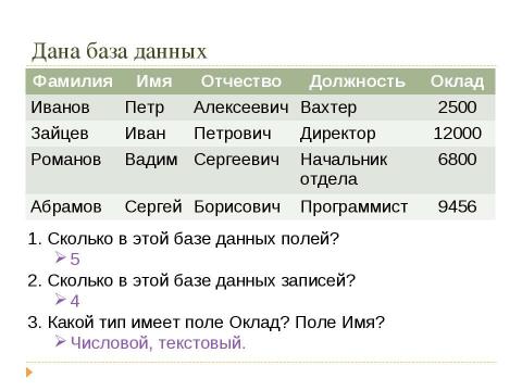 Презентация на тему "Решение заданий ЕГЭ то теме «Базы данных»" по информатике